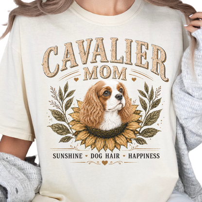 Blenheim Cavalier Mom Shirt, Cavalier King Charles Spaniel Tee, Sunflower Dog Lover Gift