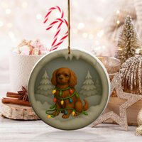 Load image into Gallery viewer, Personalized Ruby Cavalier King Charles Spaniel Christmas 3D Clay-Style Dog Keepsake