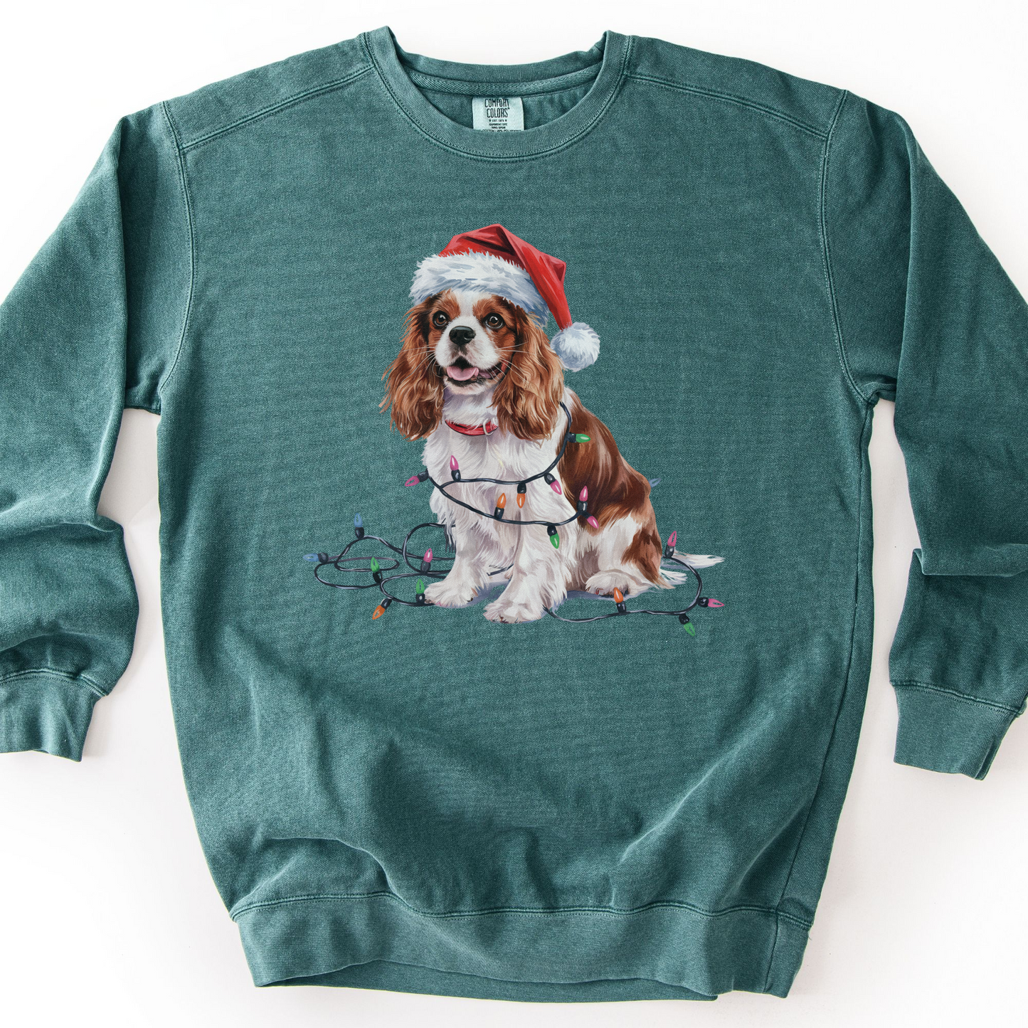 Blenheim Cavalier King Charles Spaniel Christmas Lights Sweatshirt