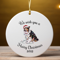 Load image into Gallery viewer, Christmas Collie Ornament, Christmas Lights Dog Keepsake
