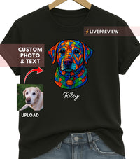 Load image into Gallery viewer, Personalized Pet Shirt — Fractured-Pattern Dog Art on Comfort Colors Tee
