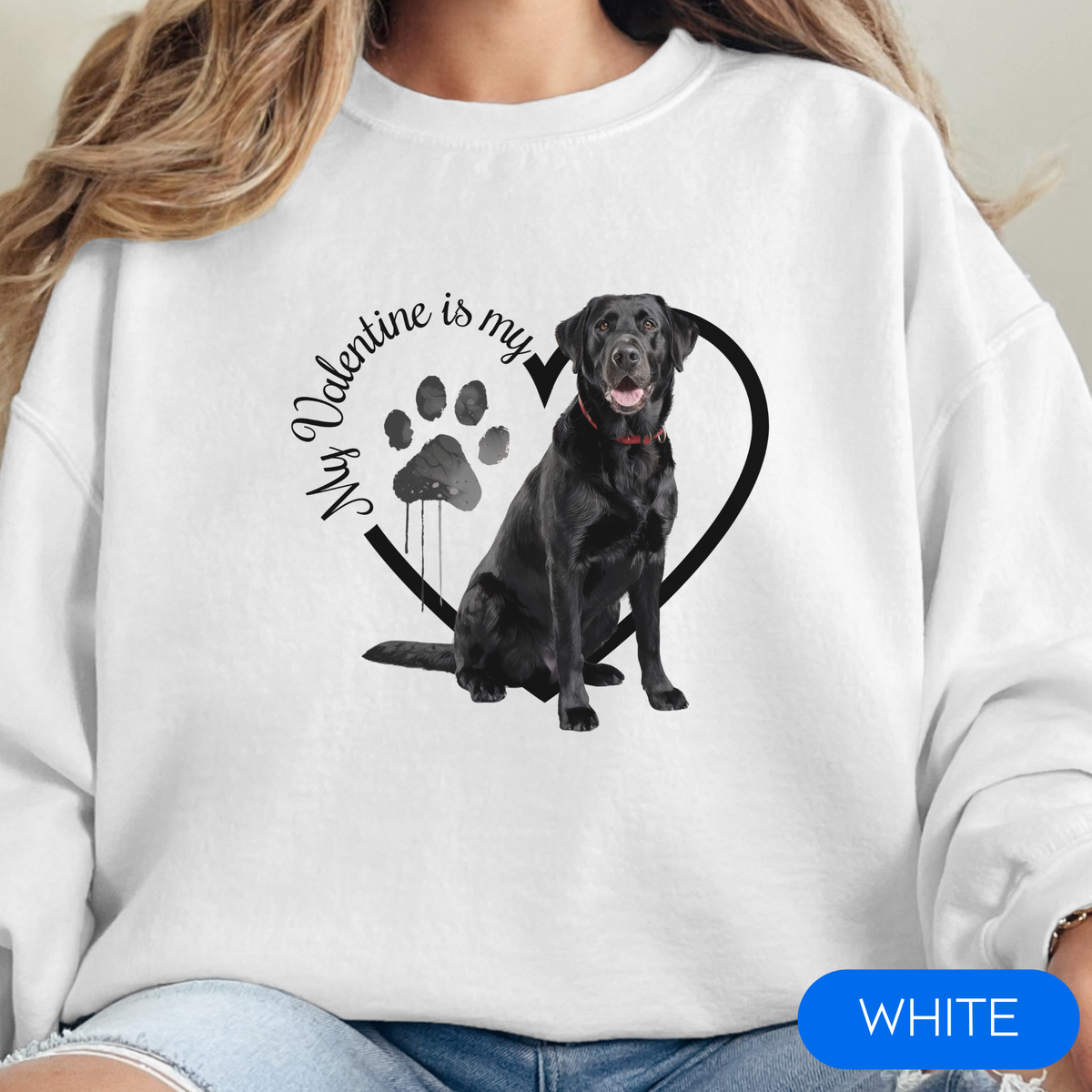 Valentine Black Lab Sweatshirt, Black Lab Mom, Valentine Heart Dog, Valentine Dog Sweatshirt, Gift for Dog Lover