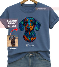 Load image into Gallery viewer, Personalized Pet Shirt — Fractured-Pattern Dog Art on Comfort Colors Tee
