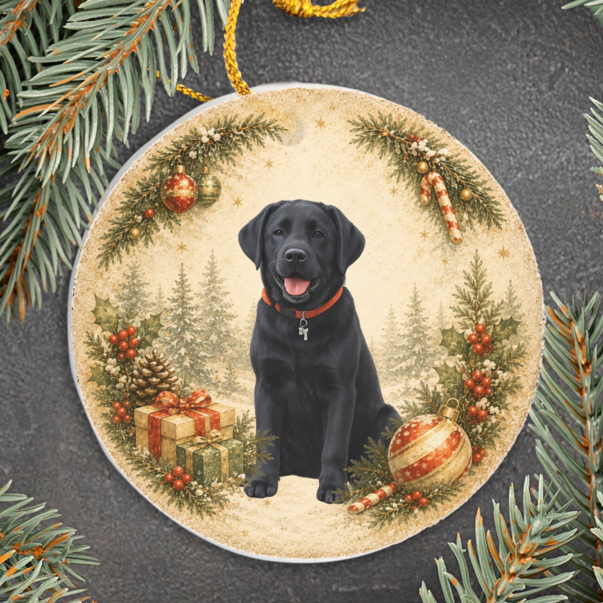 Custom Dog Photo Ornament, Personalized Name and Year, Double Sided Christmas Ornament