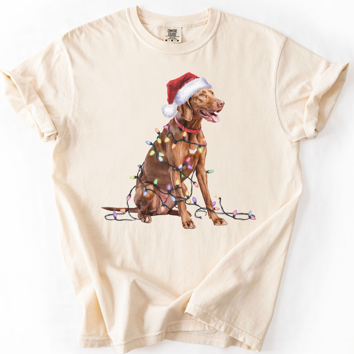 Vizsla Christmas Lights Shirt, Festive Holiday Tee for Bird Dog Lovers