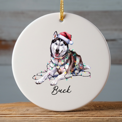Siberian Husky Ornament Personalized Pet Gift, Custom Christmas Tree Decor