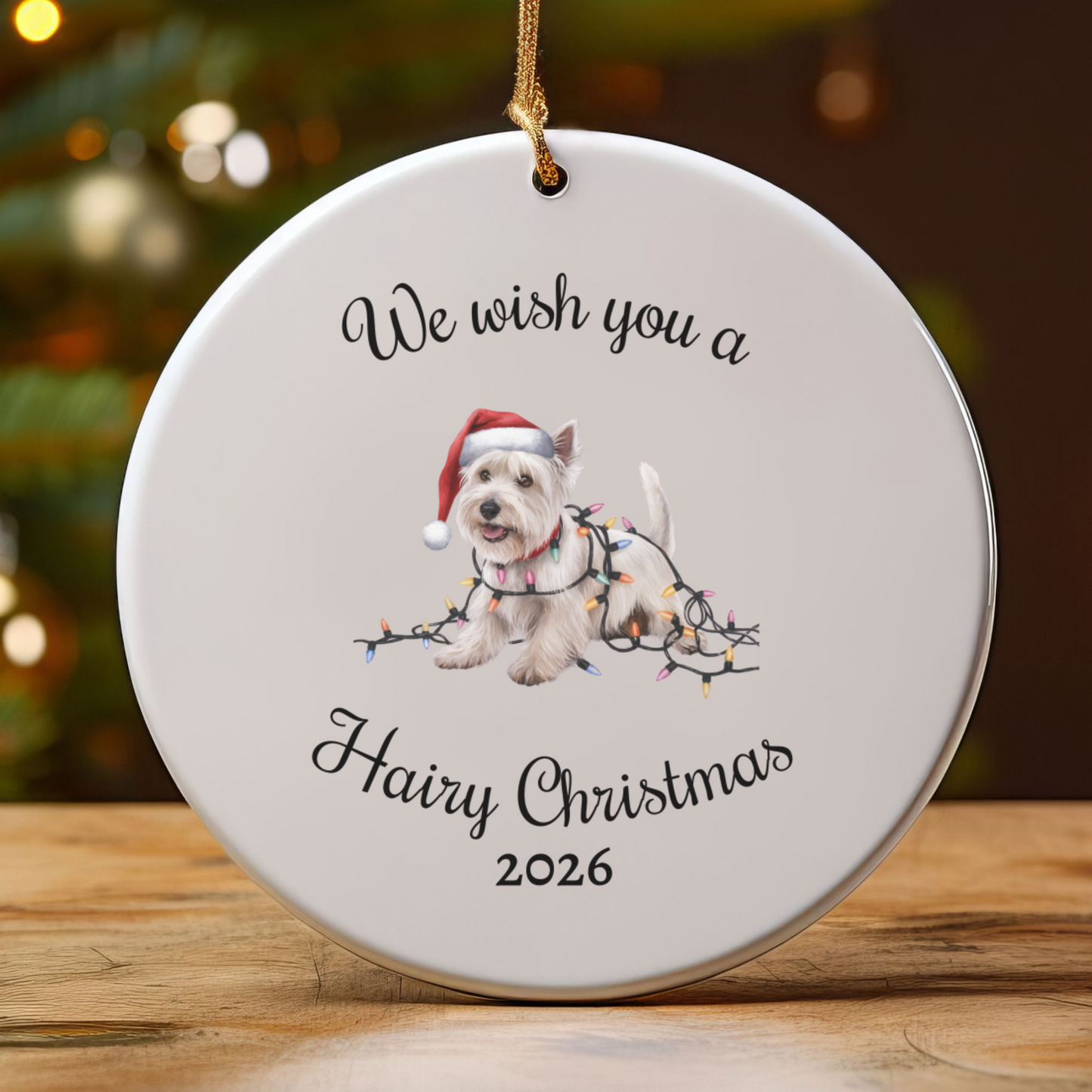 Christmas West Highland Terrier Ornament, Christmas Lights Dog Keepsake