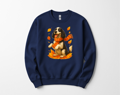 Springer Spaniel Fall Sweatshirt, Cozy Autumn Dog Shirt, Black Dog Lover Gift, Cute Dog Autumn Apparel, Seasonal Puppy Outfit
