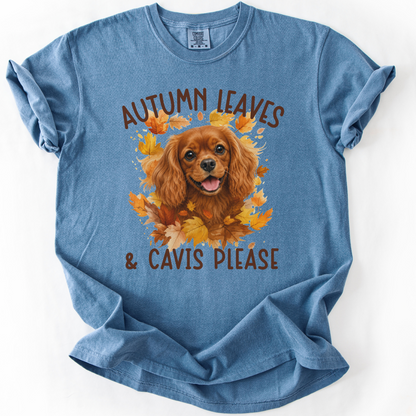 Ruby Cavalier Mom Fall Shirt, Autumn Leaves & Cavaliers Please