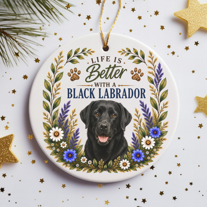 Black Lab Ornament, Labrador Retriever Gift, Black Lab Mom Gift, Dog Lover Keepsake