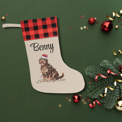 Personalized Portuguese Water Dog Christmas Stocking, Holiday Decor Gift for Pet Lovers