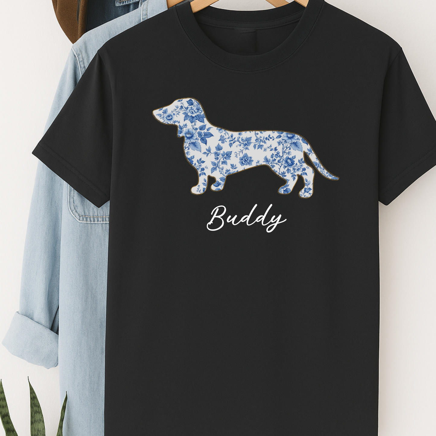 Personalized Floral Toile  Dachshund Mama Shirt