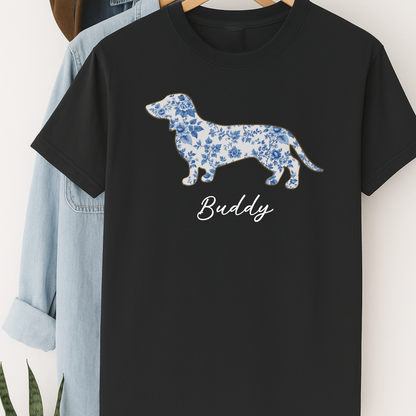 Personalized Floral Toile  Dachshund Mama Shirt