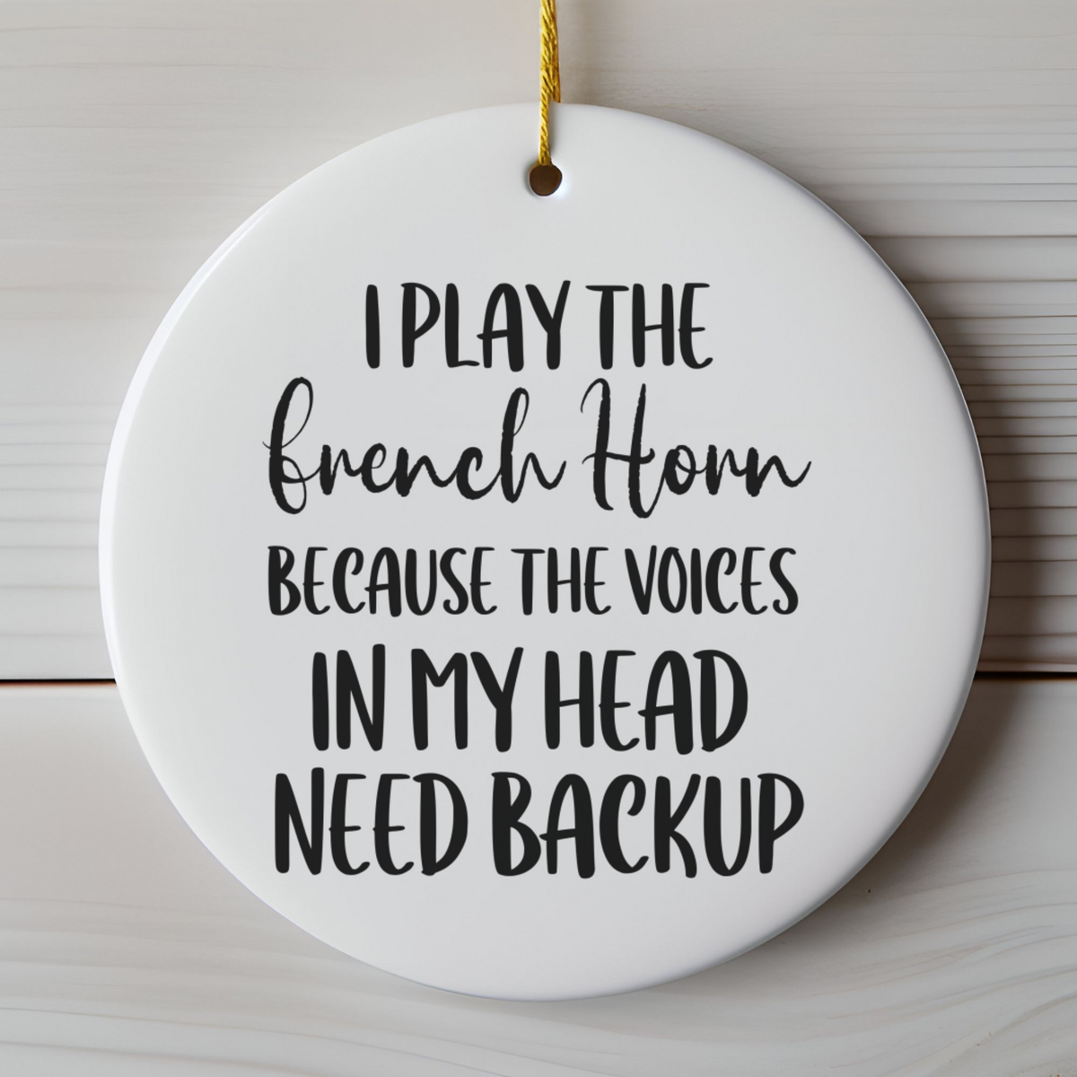 French Horn Ornament, Ceramic Musician Gift