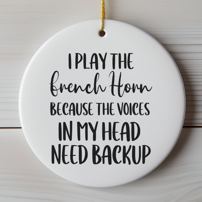 French Horn Ornament, Ceramic Musician Gift