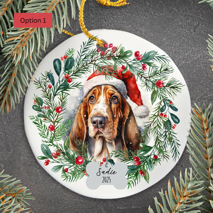 Personalized Basset Hound Christmas Ornament