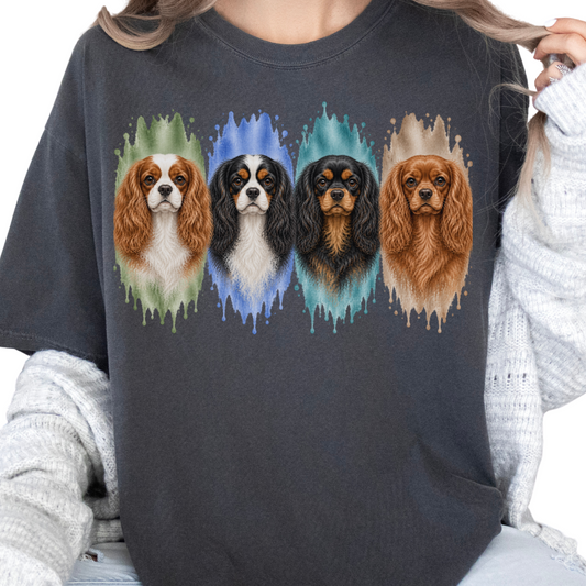 Cavalier King Charles Spaniel Shirt, Blenheim Ruby Tricolor Black Tan Dog Mom Gift