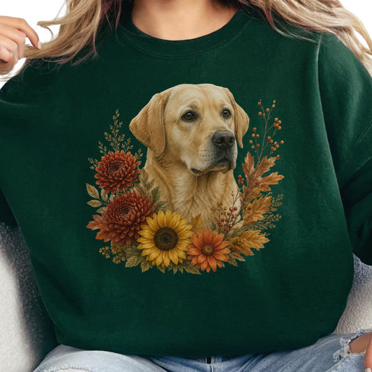 Yellow Labrador Autumn Floral Sweatshirt