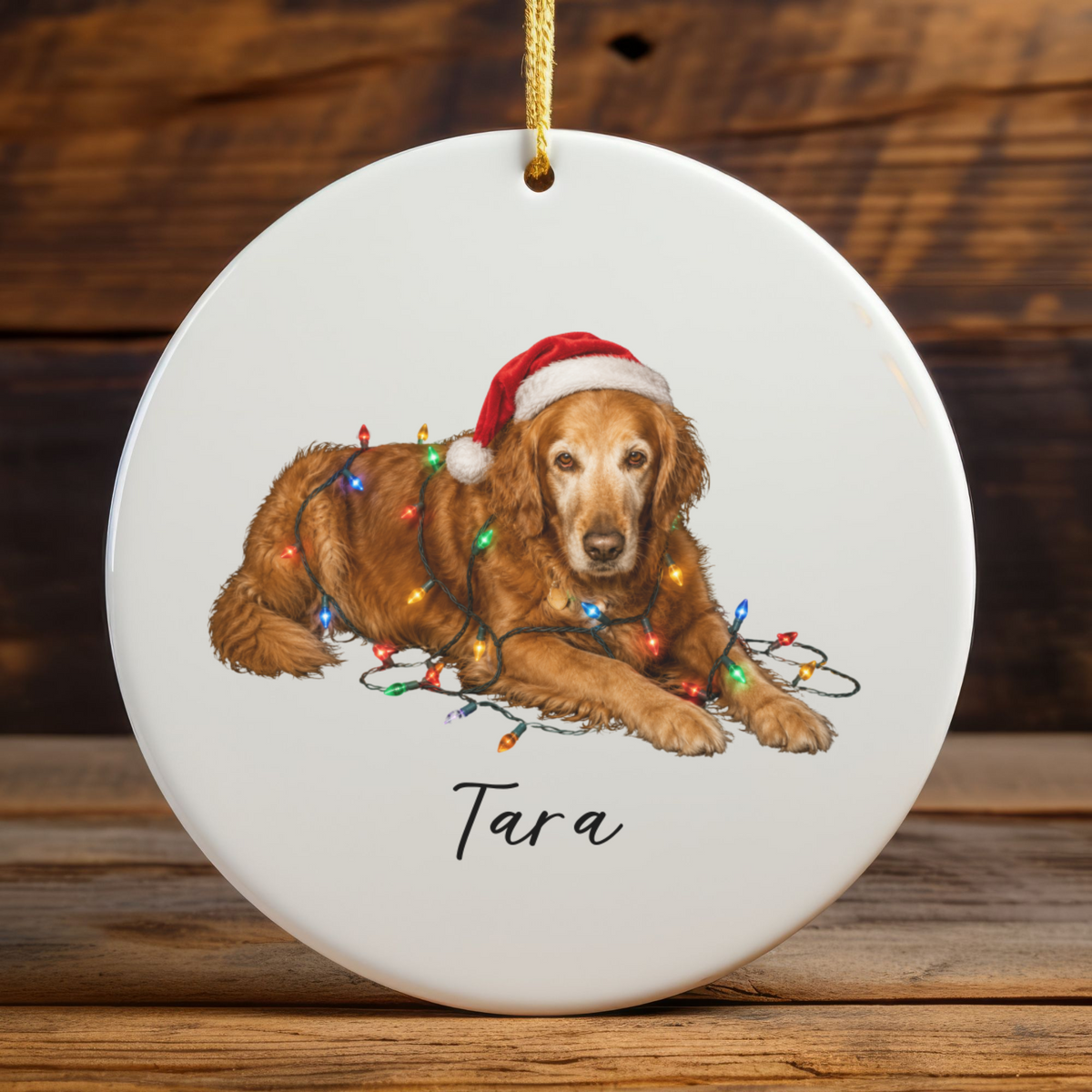 Personalized Dog Photo Christmas Ornament Custom Pet Name Ceramic Keepsake