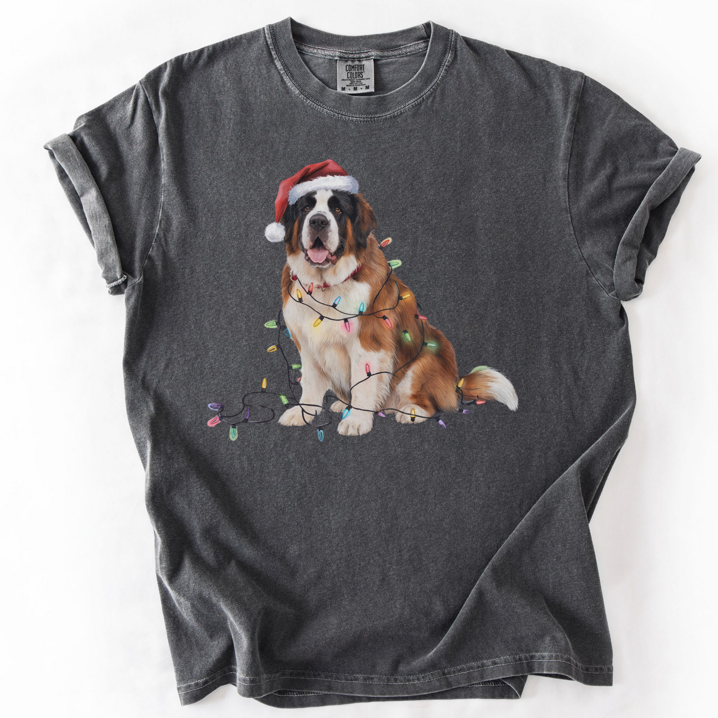 Christmas Saint Bernard Shirt, Christmas Lights Dog Shirt, Christmas Dog, Saint Bernard Mom Shirt, Gift for Dog Lover, Saint Bernard