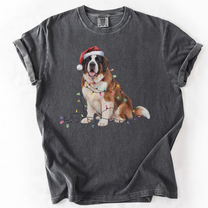 Christmas Saint Bernard Shirt, Christmas Lights Dog Shirt, Christmas Dog, Saint Bernard Mom Shirt, Gift for Dog Lover, Saint Bernard