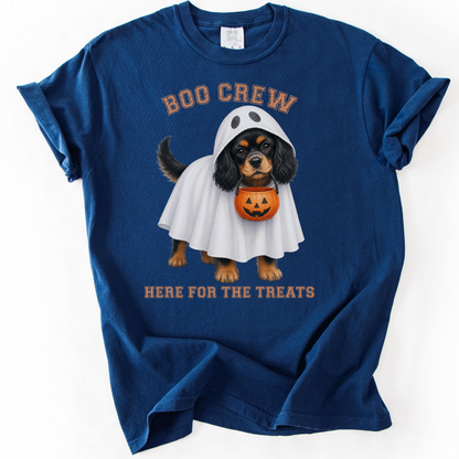Black & Tan Cavalier Boo Crew Halloween Shirt, Here for the Treats Dog Mom Tee