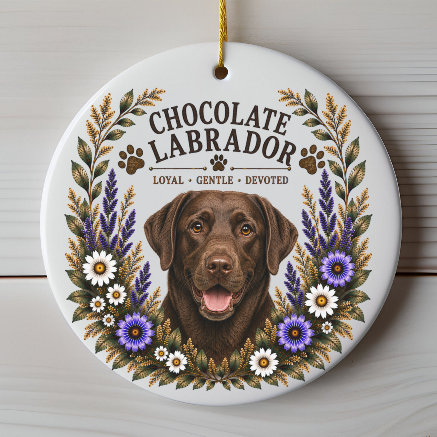 Chocolate Lab Loyal • Gentle • Devoted Ornament