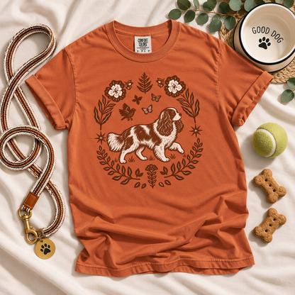 Blenheim Cavalier Comfort Colors Shirt, Folk Art King Charles Spaniel Tee, Dog Gift