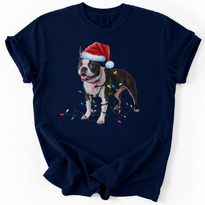 Boston Terrier Christmas Lights Shirt, Fun Holiday Tee for Terrier Lovers