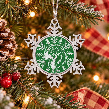 Australian Shepherd Ornament, Pewter Snowflake Christmas Ornament, Aussie Lover Gift