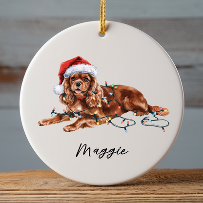 Ruby Cavalier King Charles Spaniel Ornament, Personalized Dog Christmas Decoration, Pet Lover Gift, Custom Holiday Decor