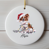 Load image into Gallery viewer, Papillon Personalized Ornament, Custom Dog Keepsake
