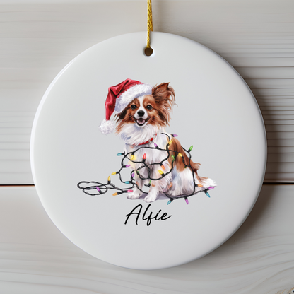 Papillon Personalized Ornament, Custom Dog Keepsake