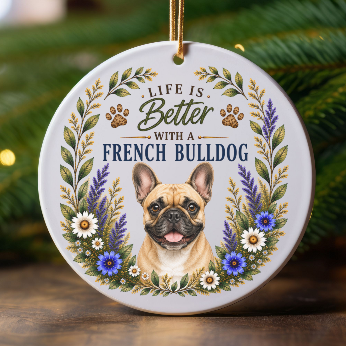 French Bulldog Ornament - Liife Is Better