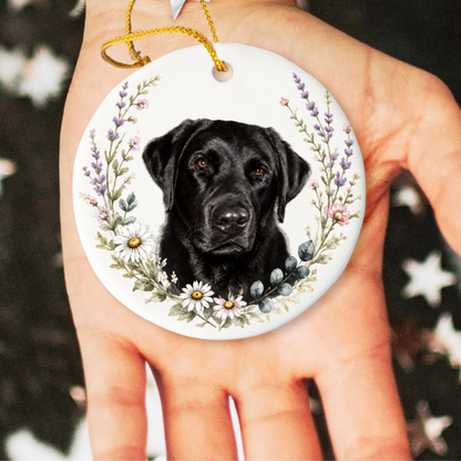 Personalized Pet Memorial Ornament, Custom Wildflower Dog Photo Hardest Goodbye Keepsake