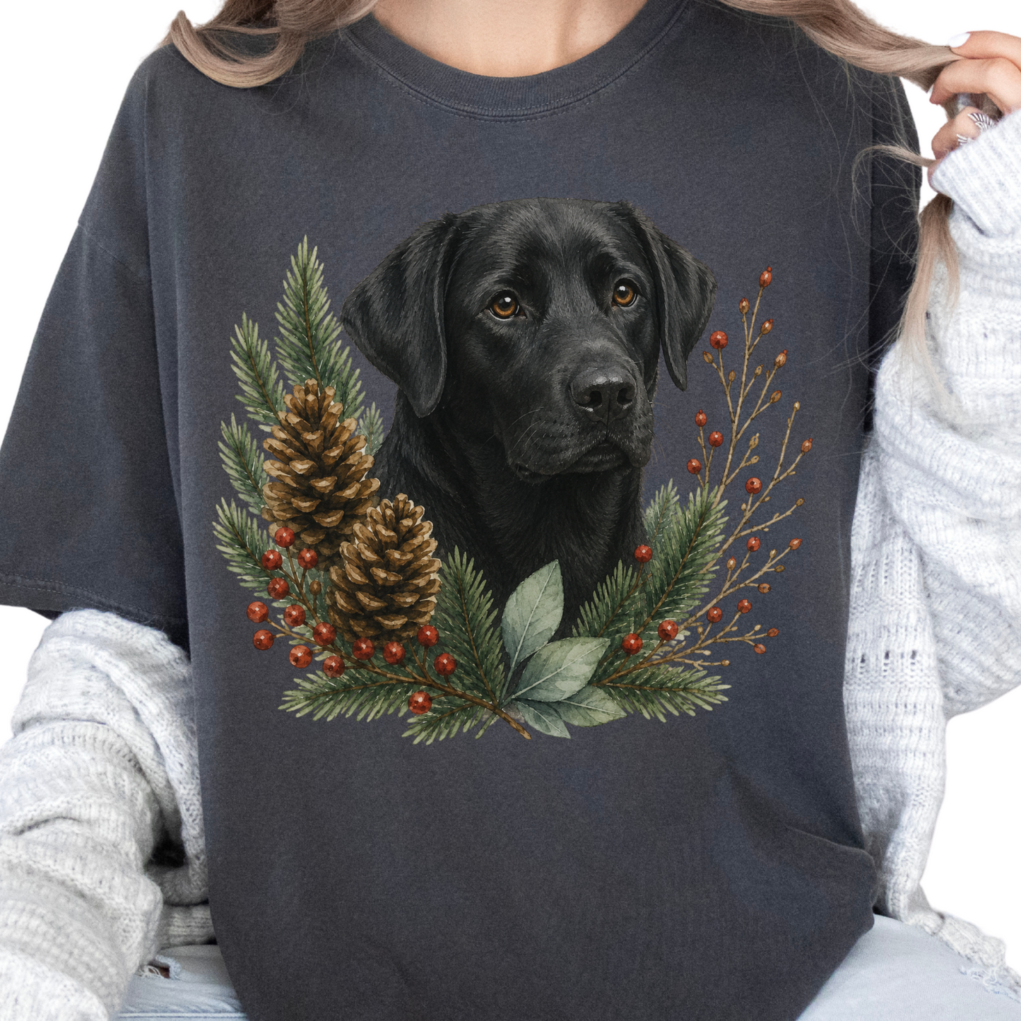 Black Lab Christmas Shirt, Labrador Retriever Dog Mom Tee, Holiday Lab Lover Gift