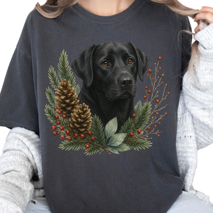 Black Lab Christmas Shirt, Labrador Retriever Dog Mom Tee, Holiday Lab Lover Gift