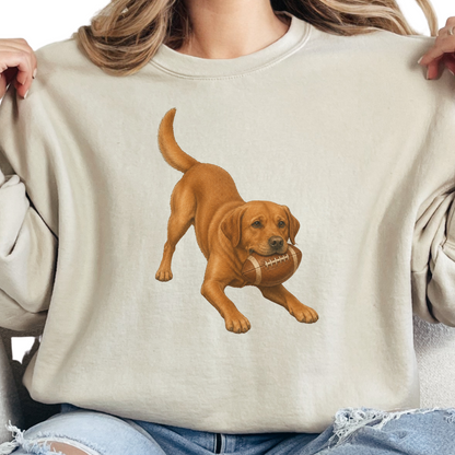 Fox Red Lab Football Sweatshirt Dog Lover Game Day Crewneck Labrador Mom Gift