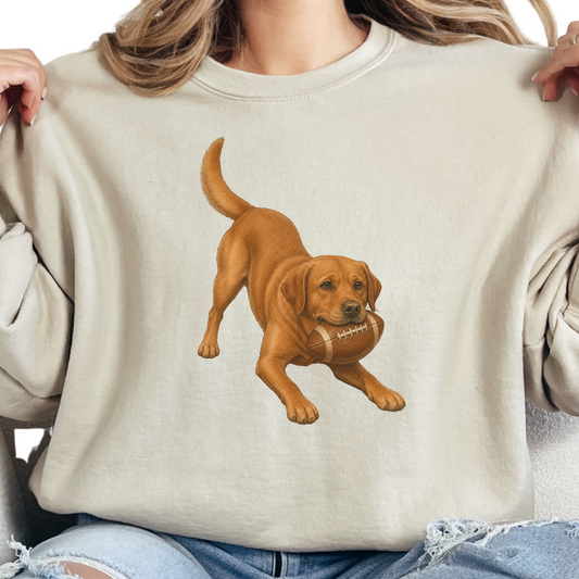 Fox Red Lab Football Sweatshirt Dog Lover Game Day Crewneck Labrador Mom Gift