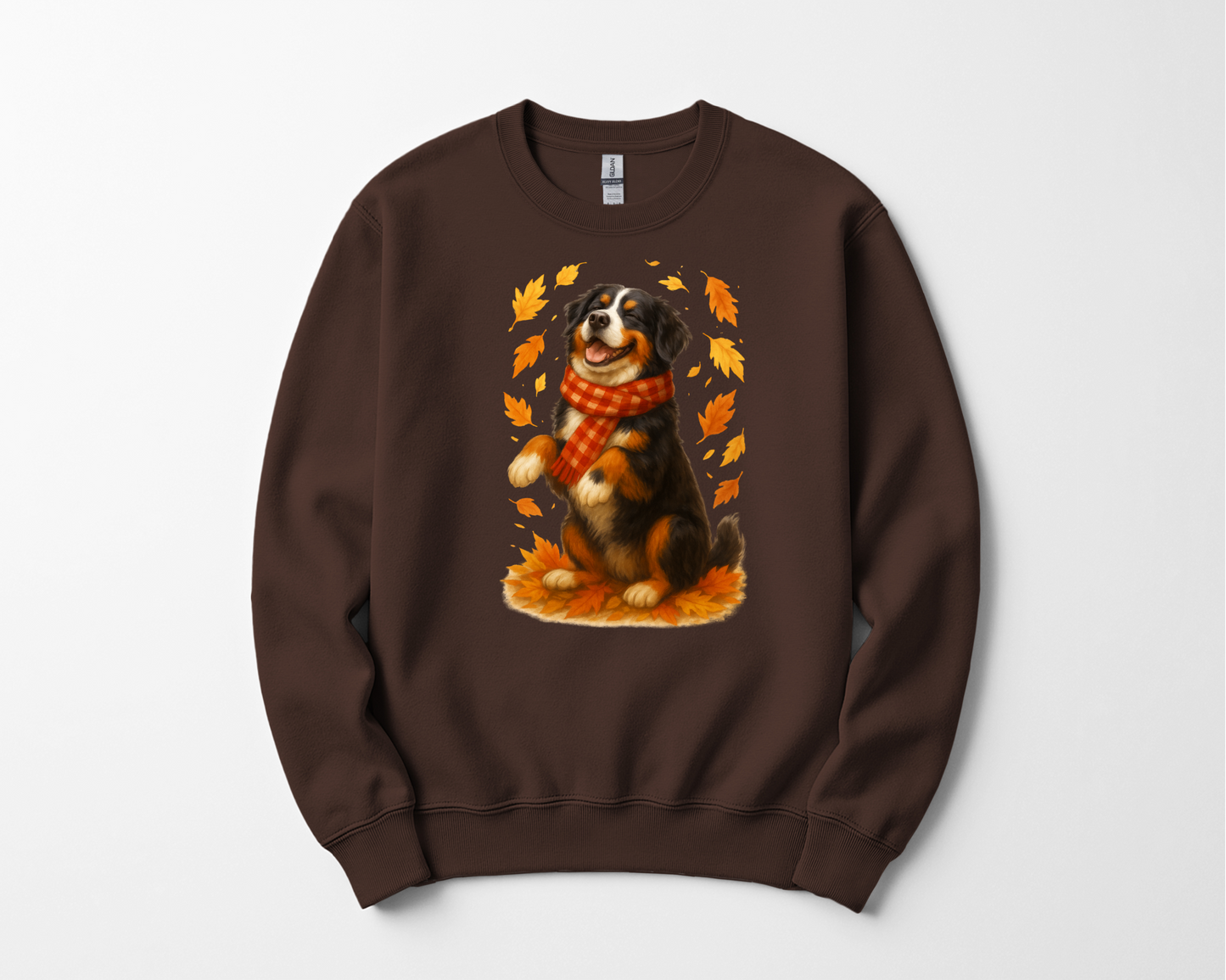 Bernese Mountain Dog Sweatshirt, Cozy Fall Dog Shirt, Cute Dog Sweater, Autumn Dog Lovers Gift, Dog in Leaves, Gift For Dog Moms