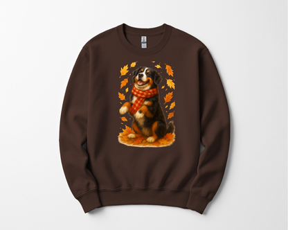 Bernese Mountain Dog Sweatshirt, Cozy Fall Dog Shirt, Cute Dog Sweater, Autumn Dog Lovers Gift, Dog in Leaves, Gift For Dog Moms