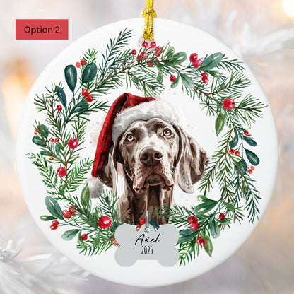 Personalized Weimaraner Christmas Ornament