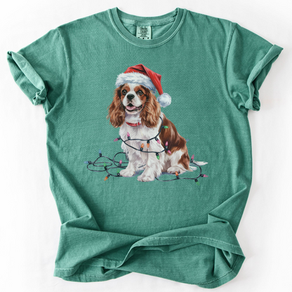 Christmas Cavalier King Charles Spaniel Shirt, Christmas Lights Dog Tee, Christmas Dog Tee, Cavalier Spaniel Mom Tshirt, Gift for Dog Lover