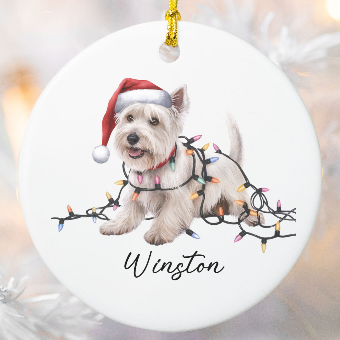 West Highland Terrier Ornament, Personalized Dog Christmas Gift