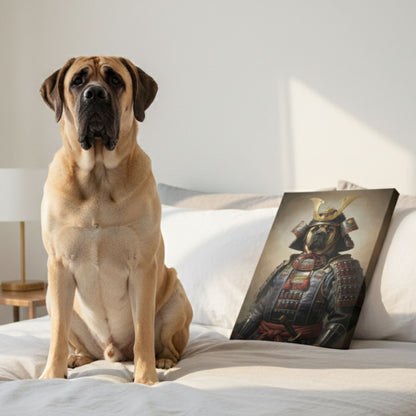 Personalized Samurai Dog Portrait on Canvas, Custom Pet Art