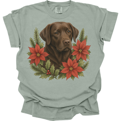 Chocolate Lab Poinsettia Christmas Shirt