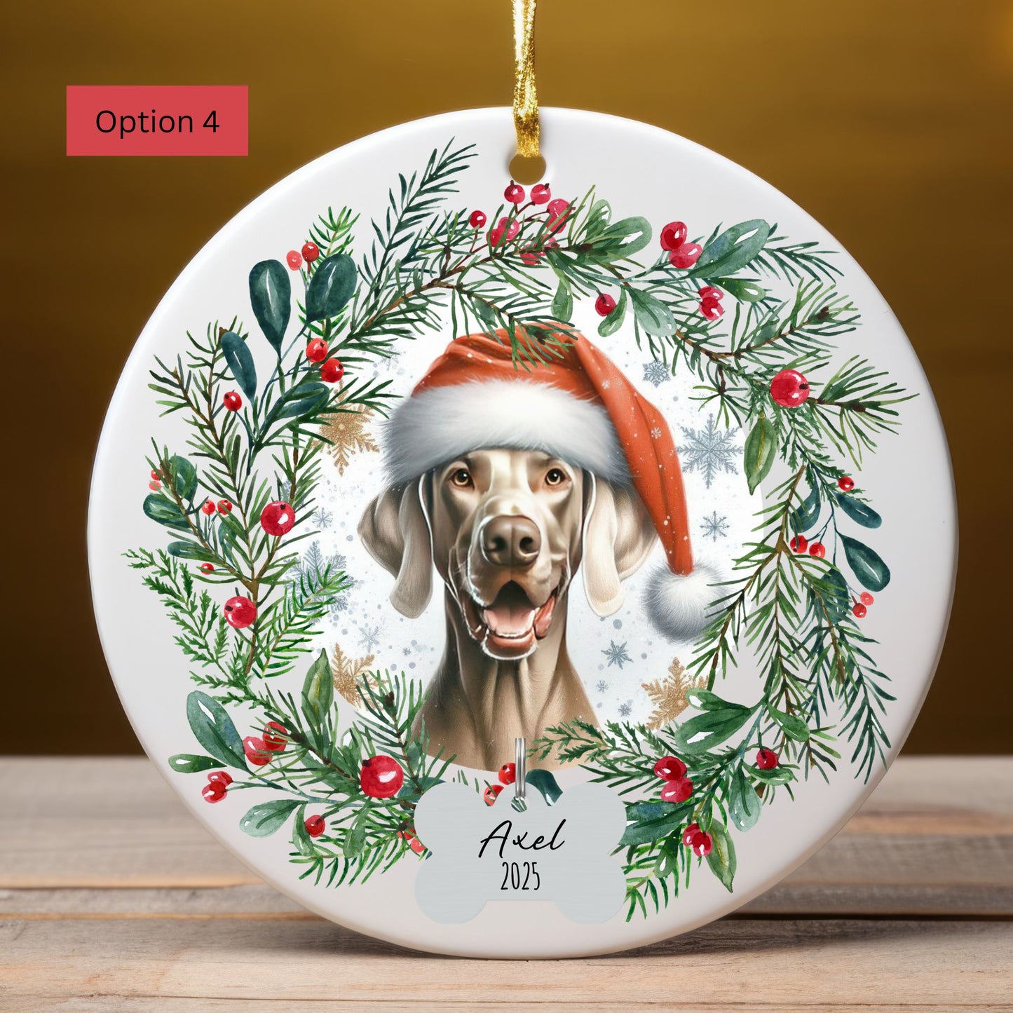 Personalized Weimaraner Christmas Ornament