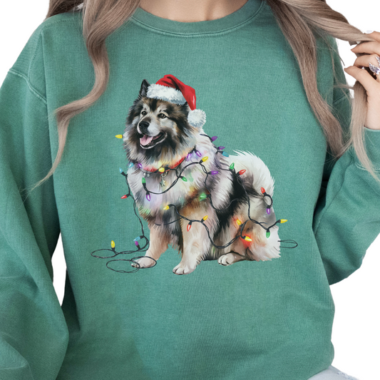 Keeshond Christmas Lights Sweatshirt