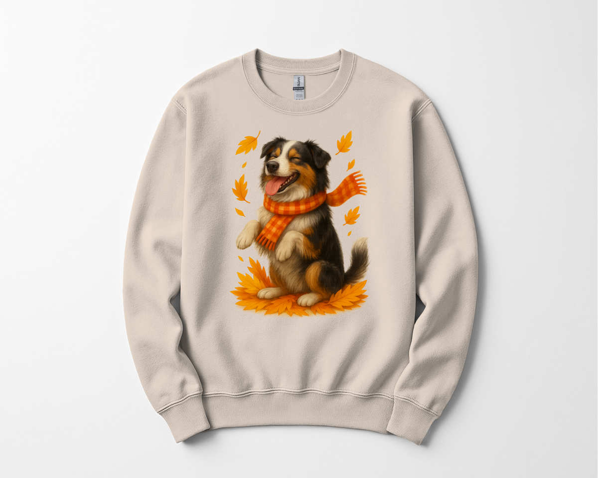 Australian Shepherd Autumn Sweatshirt, Cozy Fall Dog Sweater, Dog Lover Apparel, Cute Autumn Dog Tee, Gift for Dog Lovers