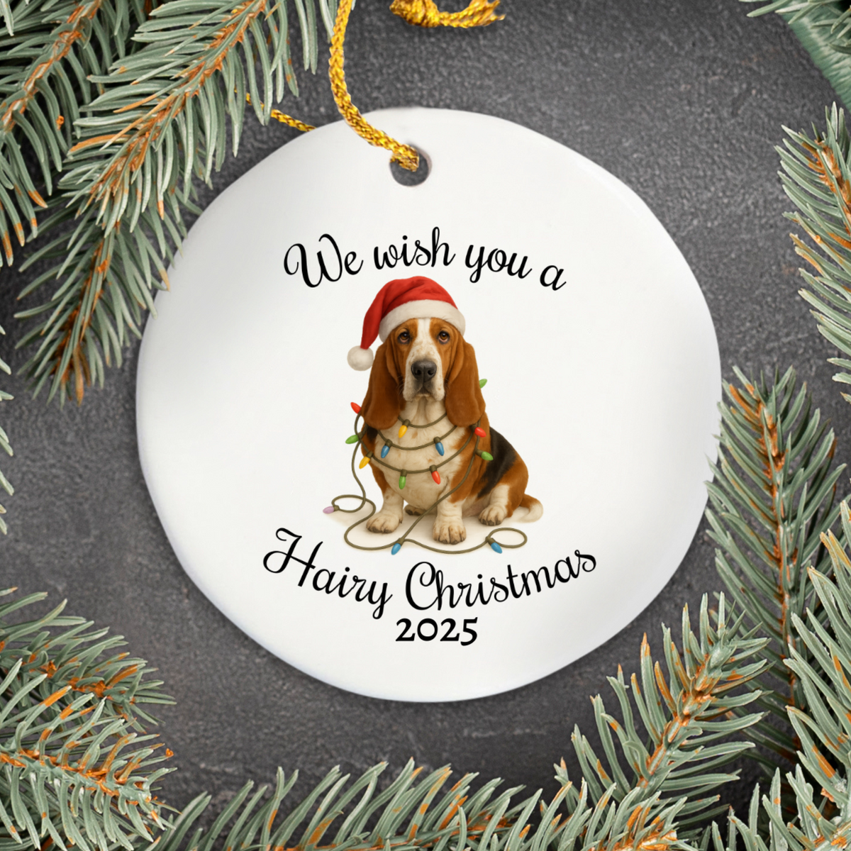 Christmas Basset Hound Ornament, Christmas Dog Keepsake